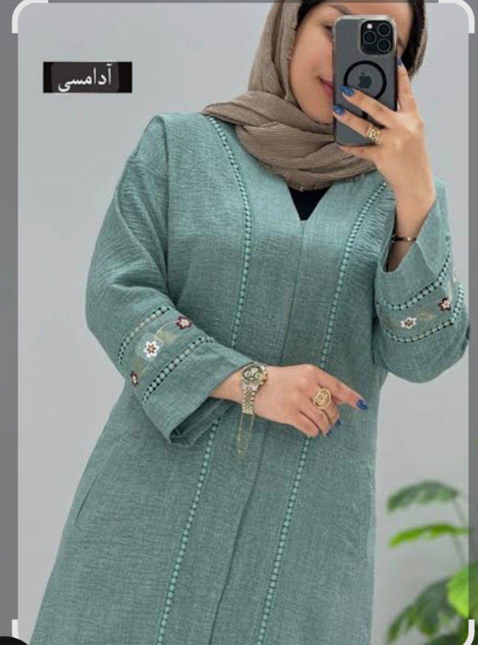 مانتوزنانه شانتون اسلپ آستین گلدوزی
